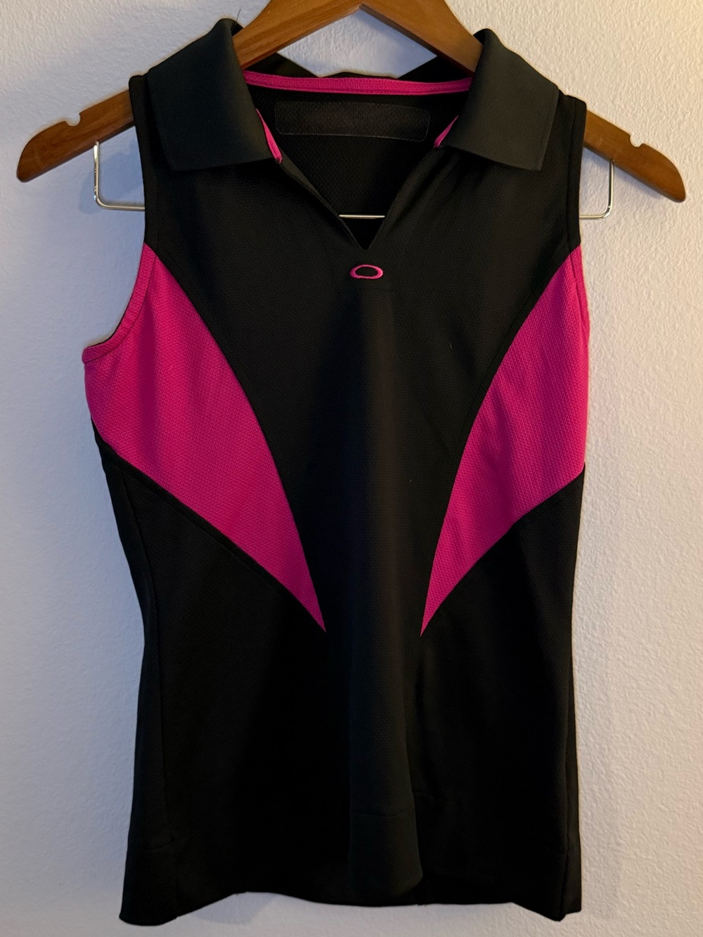 Oakley Black & Hot Pink Sleeveless Sport Polo Tank